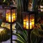 Garden Solar Lights Outdoor Decorative Flickering Candle Stake Lights Table Lantern for Yard, Lawn, Patio, Pathway (2Pack, Black)