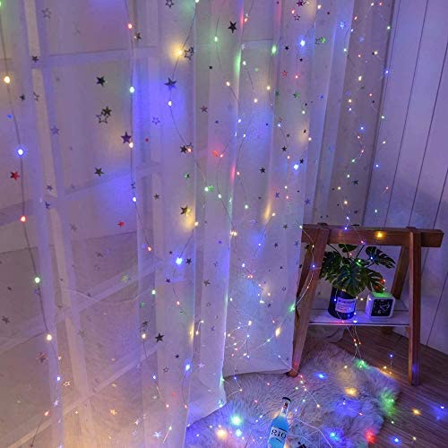 300 LED Curtain String Lights,8 Modes,9.8x9.8 Fairy String Lights USB with Remote for Bedroom Wedding,Outdoor and Indoor Wall Decoration Christmas Lights