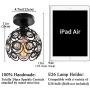 Semi Flush Mount Ceiling Light Fixture, Antique Black Metal Crystal Chandelier Lamp, Indoor Lighting for Bathroom Fixture Foyer Ceiling Fixture Hallway Lighting Fixture