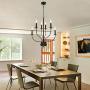 ELUZE 6 Light Farmhouse Chandelier,Metal Black Vintage Pendant Lighting, Industrial Kitchen Light Fixtures, Simplicity Dining Room Pendant for Kitchen Bedroom Living Room Bar