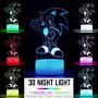 16 Colors 3D Illusion Sonic Night Light The Hedgehog Night Light, Anime Table Lamp with Remote Control Kids Bedroom Decoration, Creative Lighting for Kids and Sonic The Hedgehog Fans (Sonic)