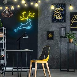 Neon Signs Deer, Dimmable Neon Sign with Remote, Led Wall Sign for Cool Room Light, Wall Art, Bedroom Decor, Led Lights for Party, Beer, Bar and Holiday Decor: UL-Listed Power Adapter