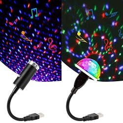 Sound Activated USB Star Light and USB Mini Disco Lights, Aevdor Car Star USB Night Lights, Romantic Car Roof Interior Star Atmosphere Decorations Light for Bedroom, Car, Party, Bedroom, Ceiling