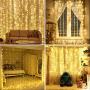 300 Led Window Curtain String Lights with Remote Control, USB Powered 8 Twinkle Modes Hanging Fairy Curtain Lights for Bedroom,Weddings, Party, Christmas Decorations,Warm White