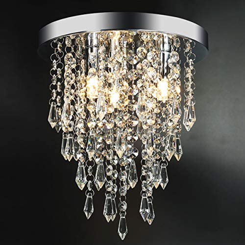 3 Lights Mini Crystal Flushmount Chandelier Fixture, Crystal Ceiling Lamp, H10.4'' X W9.8'', Elegant Modern Flush Mount Ceiling Light for Bedroom, Hallway, Bar, Living Room, Dining Room, Chrome(G9 Base) 3 Lights Mini Crystal Flushmount Chandelier Fixture, Crystal Ceiling Lamp, H10.4'' X W9.8'', Elegant Modern Flush Mount Ceiling Light for Bedroom, Hallway, Bar, Living Room, Dining Room, Chrome(G9 Base)