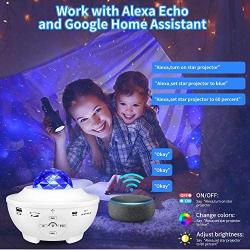 Star Projector, Yamla Smart Galaxy Light Projector Work with Alexa Google Assistant, Ocean Wave Night Light Projector with App Remote Control Bluetooth Speaker, Sky lite for Kids Adults Bedroom Party