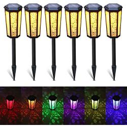 KINKAI Solar Light Outdoor 6 Pack, IP65 Waterproof Solar Landscape Light Outdoor Garden Decorative Lighting,Community Wall,Courtyard,Landscape Lamps,Lawn,Wireless AdjustableColor Light