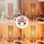 Touch USB Table Lamp, Rose Gold Lamp 3 Way Dimmable with Crystal Lampshade, Bedside Lamp with Dual USB Ports, Small Touch Light for Living Room Bedroom Home, Charge Phone (Bulb Included)