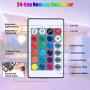 52.5FT LED Strip Lights Bluetooth,SOLMORE RGB LED Strip Music Sync Color Changing LED Lights Strips 24-Key Remote DIY Color Options LED Strip Lights APP Controlled for Bedroom Ceiling Under Cabinet