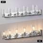 Deyidn 5 Lights Bathroom Vanity Light Fixture Over Mirror LED Modern Wall Sconce Lighting Chrome Fixture with Glass for Farmhouse Bedroom Living Room