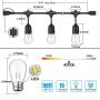 2-Pack Dimmable LED Outdoor String Lights for Patio Daylight White, IP65 Waterproof Hanging Edison Bulbs, Commercial Grade Lights String Create Ambience for Cafe Garden Backyard Party (Total 96ft)