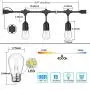 2-Pack Dimmable LED Outdoor String Lights for Patio Daylight White, IP65 Waterproof Hanging Edison Bulbs, Commercial Grade Lights String Create Ambience for Cafe Garden Backyard Party (Total 96ft) 2-Pack Dimmable LED Outdoor String Lights for Patio Daylight White, IP65 Waterproof Hanging Edison Bulbs, Commercial Grade Lights String Create Ambience for Cafe Garden Backyard Party (Total 96ft)