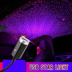 USB Night Light, Star Projector Night Light, 3 Colors - 7 Lighting Effects, Adjustable Romantic Interior Car Lights, Portable Auto Roof Lights Decoration for Car, Ceiling, Bedroom, Party(Blue & Red)