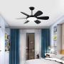 Ceiling Fan Lights with Remote Control, 52inch Low Profile Ceiling Fans, 3 Color Changeable, Adjustable Speed&Timing, Flush Mount Ceiling Fan Light for Bedroom,Living Room,Dining Room,Hallway, Black