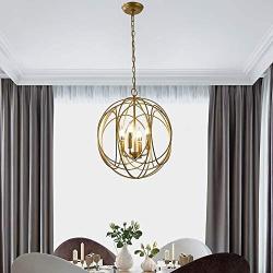 Lovedima Modern Chic Gold Sphere 3 Lights/4 Lights Iron Orb Chain Suspended Chandelier Pendant Light (4-Light)