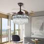 Sky Demons 42’’ Modern Crystal Fandelier LED Chandelier with Remote Invisible Retractable Blades Ceiling Fans Light 3 color Temperature Fan Light Fixture for Dining Room,Living Room,Kitchen