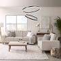 Meenyo Contemporary Chandelier Lighting LED Dimmable Ceiling Hanging Light 2 Ring Dining Room Chandeliers Modern Living Room Light Fixtures Foyer Bedroom Pendant Lights Black 31.5''Dia 88W