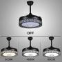 42 inch Ceiling Fan Light with Bluetooth Speaker and Remote Control, Modern 3-color Dimming Chandelier Mute Ceiling Fans with Lights for Bedroom Dining/Living Room (42inch-Black)