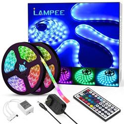 LED Strip Lights, Lampee 32.8ft 12V Flexible RGB Color Changing Tape Lights, 5050 SMD Rope Light Kit with Remote Control and 300 LEDs for Home, Kitchen, Bedroom, DIY Decoration