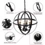 Lika 4-Light Chandeliers 15.8'' Rustic Farmhouse Pendant Light with Industrial Metal Spherical Shade for Kitchen Island, Dining Room, Farmhouse, Foyer (Black)