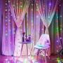 Curtain Lights Voice Activated, LEDGLE Rainbow Twinkle String Lights 300 LED, Fairy Window Decorative Dimmable Christmas Lights, USB Powered 4 Sound Control & 8 Lighting Modes IP44 (Multi Color)