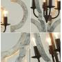 Wood and Metal Chandelier Square 4-Light Adjustable Height Ceiling Pendant Light Dining Room Lighting Fixtures Hanging，Living Room Light ,Kitchen Chandelier UL Listed