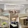 CRYSTOP Rectangle Crystal Chandeliers Dining Room Modern Ceiling Light Fixtures Hanging Chandelier Pendant Light Living Room Beautiful Fixture Polished Chrome Finish L31.5 x W9.8 x H8.9