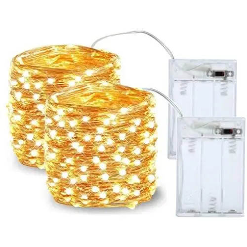 2 Pack LED String Light, Mini Battery Operated/Powered String Light with Copper Wire Decoration for Bedroom Christmas Wedding Party ,3AA Battery Opearted (Warm White)
