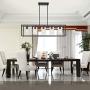 VINLUZ Farmhouse Chandeliers Rectangle Black 5 Light Dining Room Lighting Fixtures Hanging, Kitchen Island Cage Pendant Lights Contemporary Modern Ceiling Light with Glass Shade Adjustable Rods
