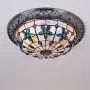 Shell Stained Glass Flush Mount Ceiling Light,Handmade Vintage Tiffany Style Ceiling Lamps,Dining Room Ceiling Lighting Fixtures,for Bedroom, Kitchen, Balcony,01,16inch
