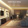 LE LED Strip Light White, 16.4Ft Dimmable Vanity Lights, 3000K Super Bright LED Tape Lights, 300 LEDs SMD 2835, Strong 3M Adhesive, Suitable for Home, Kitchen, Under Cabinet, Bedroom, Warm White