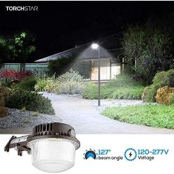 TORCHSTAR 43W LED Dusk to Dawn Barn Light, 120-277V, Outdoor Area Light with Photocell, Wet Location, ETL-Listed, 5000K Daylight, for Farm, Backyard, Street