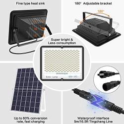 TENKOO 300W LED Solar Flood Light Dusk to Dawn Solar Powered Street Light Outdoor Waterproof IP67 with Remote Control Solar Security Light for Backyard|Garage|Driveway|Basketball Court