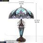 Tiffany Style Table Lamp W16H24 Inch Tall Green Stained Glass Liaison Lampshade Antique Night Light Base S160G WERFACTORY LAMPS Lover Living Room Bedroom Office Study Reading Desk Nightstand Art Gifts