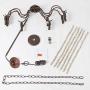 Farmhouse Chandelier, Dining Room Chandelier with Wood Beads for Living Room, Bedroom, 28'' L x 25.5'' H, Bronze