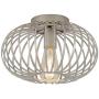 Modern Farmhouse Galvanized Flush Mount Ceiling Light Rustic Metal Cage Semi Flush Mount Light Fixture for Hallway Living Room Kitchen Entryway Bedroom