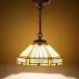 Tiffany Hanging Light W12H32 Inch Amber Stained Glass Pendant lamp 1E26 Hexagon Style S011 WERFACTORY Series Lamps Chandelier Ceiling Fixture Kitchen Island Bar Hallway Living Room Dining Room Loft