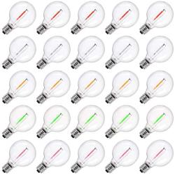 Pack of 25 G40 Led Replacement Light Bulbs 1W Shatterproof Globe Bulb fits E12 or C7 Candelabra Screw Base Sockets, 1.5 Inch Dimmable Light Bulbs for Indoor Outdoor Patio Decor, Multicolor