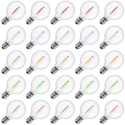 Pack of 25 G40 Led Replacement Light Bulbs 1W Shatterproof Globe Bulb fits E12 or C7 Candelabra Screw Base Sockets, 1.5 Inch Dimmable Light Bulbs for Indoor Outdoor Patio Decor, Multicolor