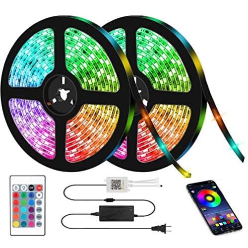 LED Strip Lights, Kwanan Color Changing LED Light Strip 32.8feet(10m) Kit SMD 5050 Waterproof Rope Lights with Bluetooth Controller Sync to Music Apply for TV, Home, Bedroom, Party (RGB)