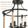 Farmhouse Metal Drum Ceiling Light with Hemp Rope Semi Flush Mount for Dining Room 4-Light 15.7“