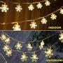 VIVAYO Snowflake String Lights Battery Operated, 40 LED 19.6FT Christmas Lights Fairy String Lights for Indoor Outdoor Lights for Bedroom Patio Wedding Party Christmas Home Decor (Warm White)