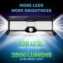 Solar Lights Outdoor Super-Bright 298 LEDs 2500lm - LED Solar Motion Sensor Lights Outdoor - for Wall, Post, Pathway Garden up to 1600 sq ft - Solar Battery Powered 4400 mAh IP65 TBI Pro (2-Pack)