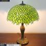 Tiffany Style Table Lamp Stained Glass Bedside Desk Light W16H24 Inch Tall Green Wisteria Lampshade Antique Base S523 WERFACTORY LAMPS Lover Parent Friend Kid Living Room Bedroom Coffee Bar Craft Gift