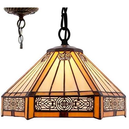 Tiffany Hanging Light W12H32 Inch Amber Stained Glass Pendant lamp 1E26 Hexagon Style S011 WERFACTORY Series Lamps Chandelier Ceiling Fixture Kitchen Island Bar Hallway Living Room Dining Room Loft Tiffany Hanging Light W12H32 Inch Amber Stained Glass Pendant lamp 1E26 Hexagon Style S011 WERFACTORY Series Lamps Chandelier Ceiling Fixture Kitchen Island Bar Hallway Living Room Dining Room Loft