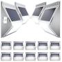 JACKYLED Upgrade Solar Step Lights 12 Pack Outdoor Deck Lights 3 LED Waterproof Stair Lights with Larger Solar Panel Outdoor Fence Light for Steps Stair Garden Fence Pathway Patio White Light