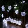 Solar String Lights Globe 33 Feet 60 Crystal Balls Waterproof LED Fairy Lights 8 Modes Outdoor Starry Lights Solar Powered String Light for Garden Yard Home Party Wedding Decoration (Cool White)