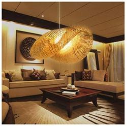 Bamboo Lantern Pendant Lamp, Retro Japanese Style E27 Chandelier Hanging Light Ceiling Lighting Fixture for Living Room Bedroom Restaurant Cafe Teahouse Bar Dining Room Club