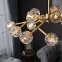 NOXARTE Gold Sputnik Chandelier 9 Lights Starburst Pendant Lighting with Crystal Globe Shade Modern Brass Ceiling Light Fixture for Living Room Bedroom