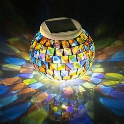 Color Changing Mosaic Solar Light Weatherproof Crystal Glass Globe Ball Light for for Garden Patio Party Yard Outdoor Indoor Decorations